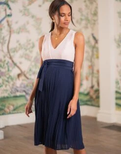 Seraphine Robe Grossesse Et Allaitement Détails Plissés -Seraphine Laverne NavyEcru 04 V2