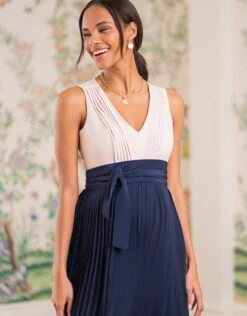 Seraphine Robe Grossesse Et Allaitement Détails Plissés -Seraphine Laverne NavyEcru 05 V2