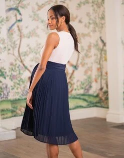 Seraphine Robe Grossesse Et Allaitement Détails Plissés -Seraphine Laverne NavyEcru 06 V2