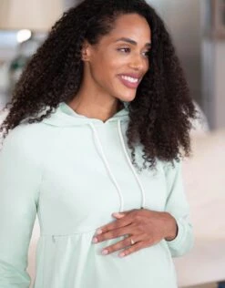 Seraphine Sweat à Capuche Froncé De Grossesse Et D'allaitement - Vert Menthe -Seraphine Lennox Mint 04 V3