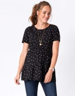 Seraphine Haut Grossesse Et Allaitement Manches Courtes – Noir -Seraphine Leora SS BlkFlrl V2 03