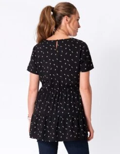 Seraphine Haut Grossesse Et Allaitement Manches Courtes – Noir -Seraphine Leora SS BlkFlrl V2 04