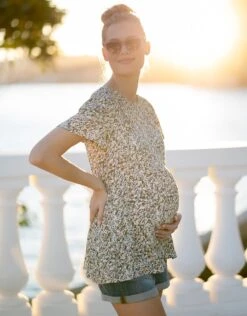 Seraphine Haut De Grossesse à Allaitement Kaki à Imprimé Petites Fleurs -Seraphine Leora SS KhakiPrint 03