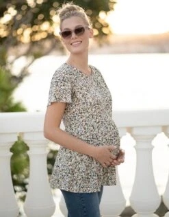 Seraphine Haut De Grossesse à Allaitement Kaki à Imprimé Petites Fleurs -Seraphine Leora SS KhakiPrint 04