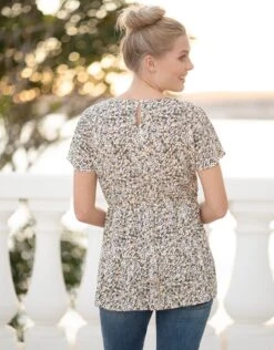Seraphine Haut De Grossesse à Allaitement Kaki à Imprimé Petites Fleurs -Seraphine Leora SS KhakiPrint 05