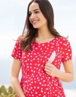 Seraphine Haut Grossesse Et Allaitement Manches Courtes – Rouge -Seraphine Leora SS Red 03 V8