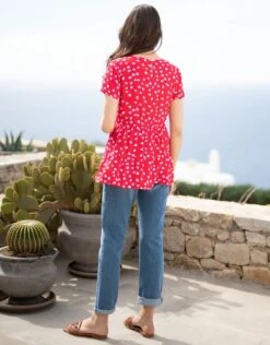 Seraphine Haut Grossesse Et Allaitement Manches Courtes – Rouge -Seraphine Leora SS Red 05 V8