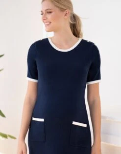 Seraphine Robe Droite Bleu Marine Coupe Trapèze De Maternité à Allaitement Années 60 -Seraphine Libby Navy 04 V2