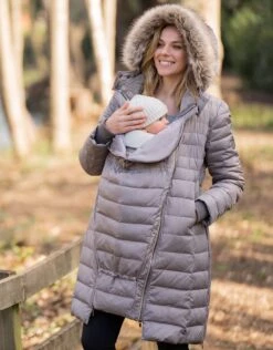 Seraphine Doudoune D'hiver Grossesse 3 En 1 En Duvet – Taupe