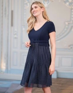Seraphine Robe Grossesse Et Allaitement Plissée – Bleu Marine -Seraphine Lita Navy 05 V2