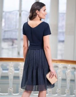Seraphine Robe Grossesse Et Allaitement Plissée – Bleu Marine -Seraphine Lita Navy 06 V2