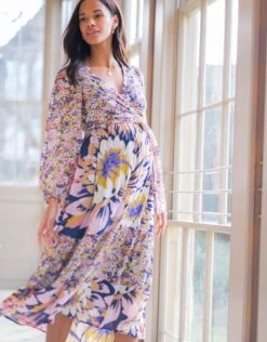 Seraphine Robe Mi-longue Grossesse Et Allaitement Bohème à Motif Floral -Seraphine Lone LilacPrt V2 04