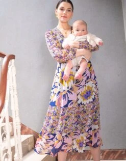 Seraphine Robe Mi-longue Grossesse Et Allaitement Bohème à Motif Floral -Seraphine Lone LilacPrt V2 06