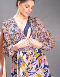 Seraphine Robe Mi-longue Grossesse Et Allaitement Bohème à Motif Floral -Seraphine Lone LilacPrt V2 07