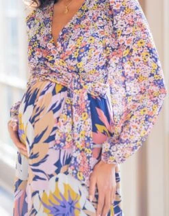 Seraphine Robe Mi-longue Grossesse Et Allaitement Bohème à Motif Floral -Seraphine Lone LilacPrt V2 08