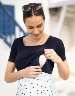 Seraphine Robe De Grossesse Et D'allaitement à Pois Bleus -Seraphine Loretta Navy 02 V4
