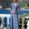 Seraphine Robe Longue De Grossesse Et D'allaitement Imprimé Bleu Mer -Seraphine Lulah Blue 01 V1