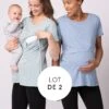 Seraphine Lot De Deux T-shirts Basiques De Grossesse à L'allaitement En Bleu Et Vert -Seraphine Lulu Blue Sage 01 FR V2