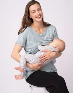 Seraphine Lot De Deux T-shirts Basiques De Grossesse à L'allaitement En Bleu Et Vert -Seraphine Lulu Blue Sage 02 V2