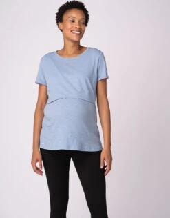 Seraphine Lot De Deux T-shirts Basiques De Grossesse à L'allaitement En Bleu Et Vert -Seraphine Lulu Blue Sage 03 V2