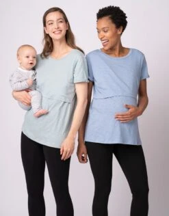 Seraphine Lot De Deux T-shirts Basiques De Grossesse à L'allaitement En Bleu Et Vert -Seraphine Lulu Blue Sage 04 V2