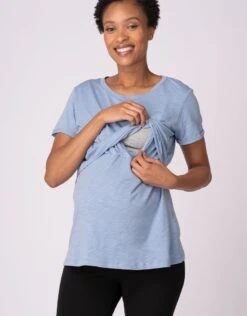 Seraphine Lot De Deux T-shirts Basiques De Grossesse à L'allaitement En Bleu Et Vert -Seraphine Lulu Blue Sage 06 V2