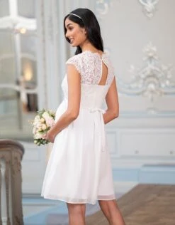 Seraphine Robe De Grossesse En Mousseline De Soie Et Dentelle Cils Ivoire -Seraphine Lyvia Ivory 03 V2