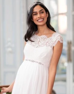 Seraphine Robe De Grossesse En Mousseline De Soie Et Dentelle Cils Ivoire -Seraphine Lyvia Ivory 04 V2