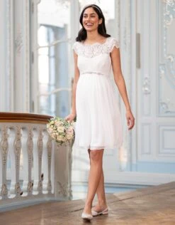 Seraphine Robe De Grossesse En Mousseline De Soie Et Dentelle Cils Ivoire -Seraphine Lyvia Ivory 06 V2
