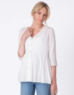 Seraphine Blouse Grossesse Plumetis -Seraphine Magnolia Ecru V3 04