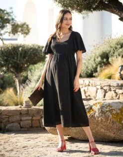 Seraphine Robe Grossesse Et Allaitement En Coton Brodée Noire -Seraphine Maia Black 02 V2