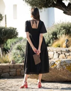 Seraphine Robe Grossesse Et Allaitement En Coton Brodée Noire -Seraphine Maia Black 05 V2