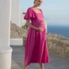 Seraphine Robe Grossesse Et Allaitement En Coton Brodée Rose Fuchsia -Seraphine Maia Pink 01 V1