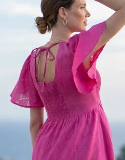 Seraphine Robe Grossesse Et Allaitement En Coton Brodée Rose Fuchsia -Seraphine Maia Pink 08 V1