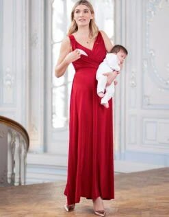 Seraphine Robe De Soirée Grossesse Et Allaitement - Rouge -Seraphine Malia Claret 03 V3