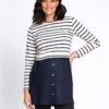 Seraphine Tunique Grossesse Et Allaitement Avec Haut En Coton – Blanc/Bleu Marine -Seraphine Martine NavyStripe 01