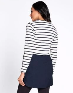 Seraphine Tunique Grossesse Et Allaitement Avec Haut En Coton – Blanc/Bleu Marine -Seraphine Martine NavyStripe 04