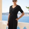Seraphine Robe De Grossesse à Allaitement Noire Avec Cordon De Serrage -Seraphine Mikayla Black 01