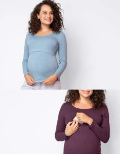 Seraphine Tops Grossesse Et Allaitement Côtelés – Lot De 2