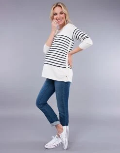 Seraphine Pull Grossesse Et Allaitement Breton - Blanc -Seraphine Molly IvoryNavy 05 V2