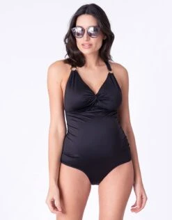 Seraphine Maillot De Bain Grossesse Noir Torsadé Sur Le Devant -Seraphine Montego Black 03 V2