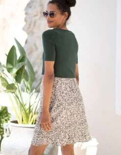 Seraphine Robe De Grossesse à Allaitement Vert Kaki à Imprimé Petites Fleurs Avec Haut -Seraphine Nessa KhakiFloral 05 1