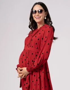 Seraphine Robe Blouse Grossesse Et Allaitement, Rouge à Pois -Seraphine Neve RedPrnt 04 V7