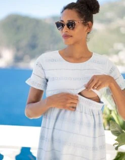 Seraphine Robe Bleu Ciel Broderie Anglaise Grossesse à Allaitement -Seraphine Octavia Blue 03 V1