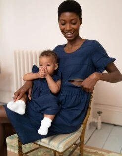 Seraphine Robe Broderie Anglaise Bleu Marine De Grossesse à Allaitement -Seraphine Octavia Navy Mama 03 V2