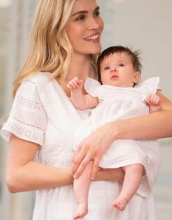 Seraphine Robe De Grossesse à Allaitement Broderie Anglaise Blanche -Seraphine Octavia White 03 V4