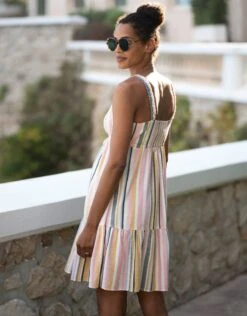 Seraphine Multi Stripe De La Maternité à L'allaitement Robe D'été à Bretelles -Seraphine October Stripes 04 V2