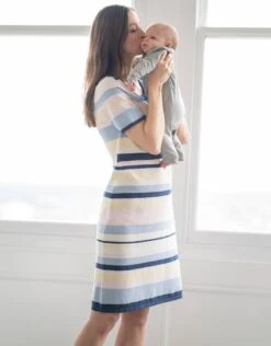 Seraphine Robe Grossesse à Allaitement En Tricot à Rayures Multiples -Seraphine Odelle Stripes 03 V2
