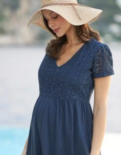 Seraphine Robe Grossesse Allaitement En Broderie Anglaise Bleu Marine -Seraphine Orla Navy 04 V1