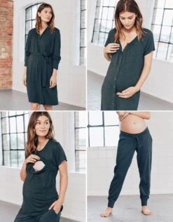 Seraphine Pyjama 4 Pièces Grossesse Et Allaitement – Gris Foncé